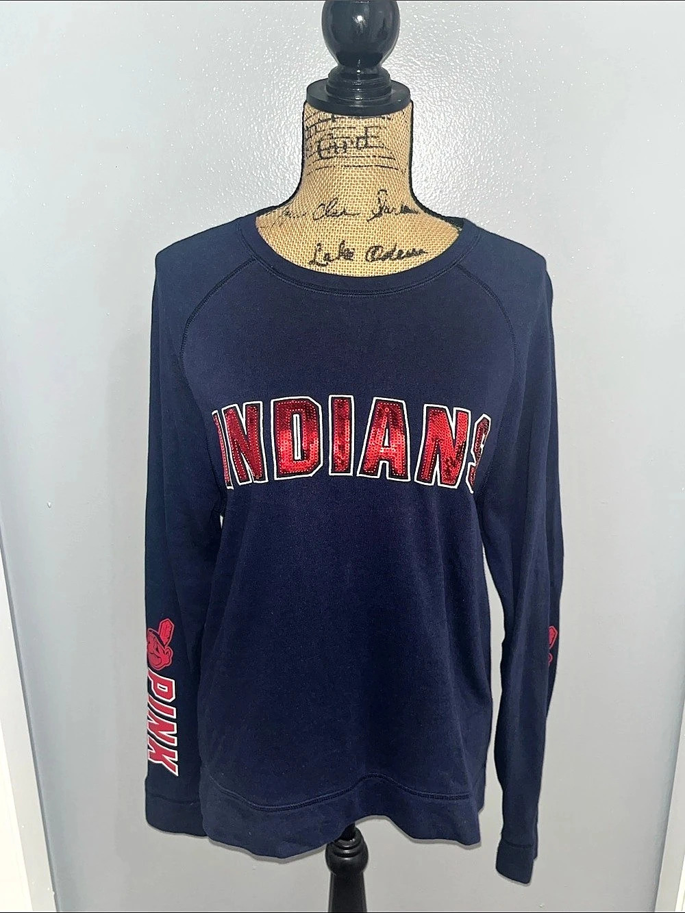 Victoria's Secret PINK VS PINK Cleveland Indians Crewneck Sequined Sweatshirt